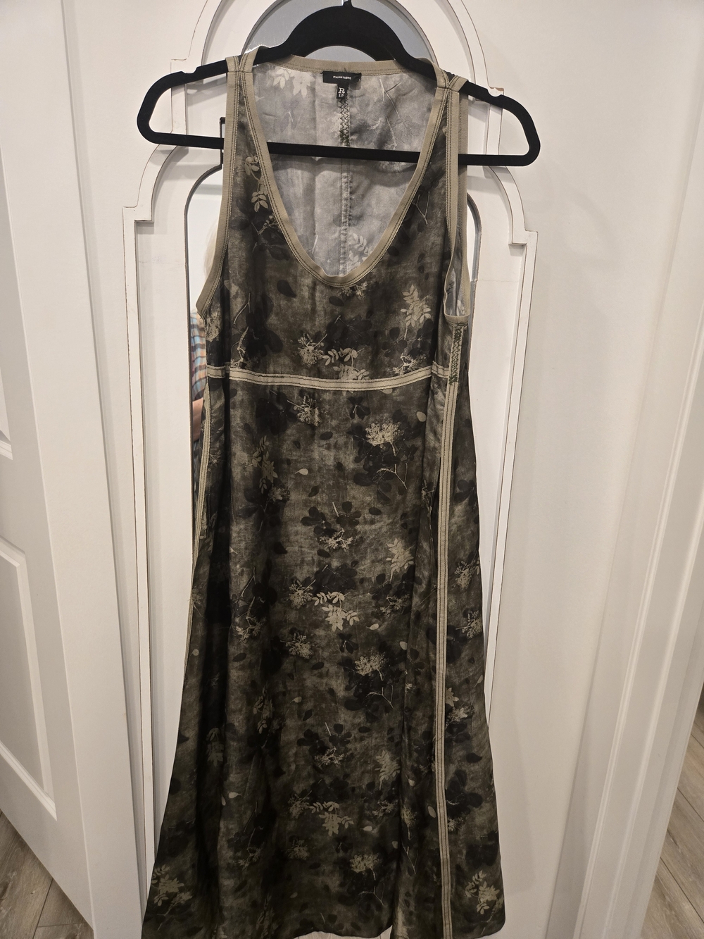 Sleeveless Floral Slip Dress in Olive Green